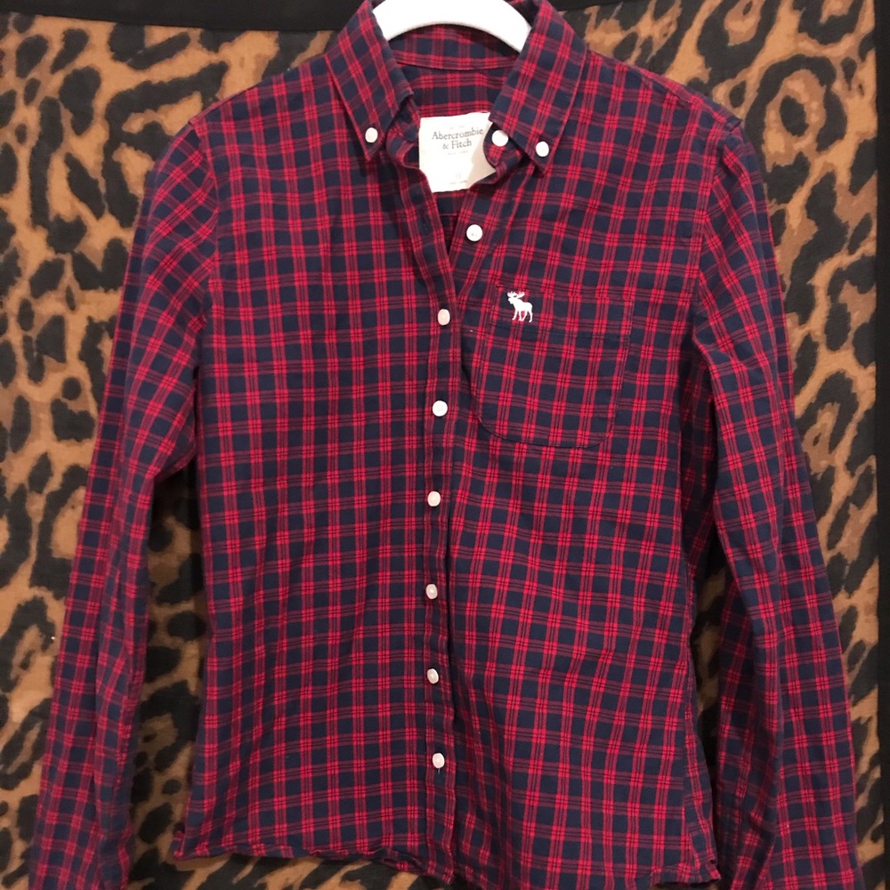 Flannel Button Up Red & Blue